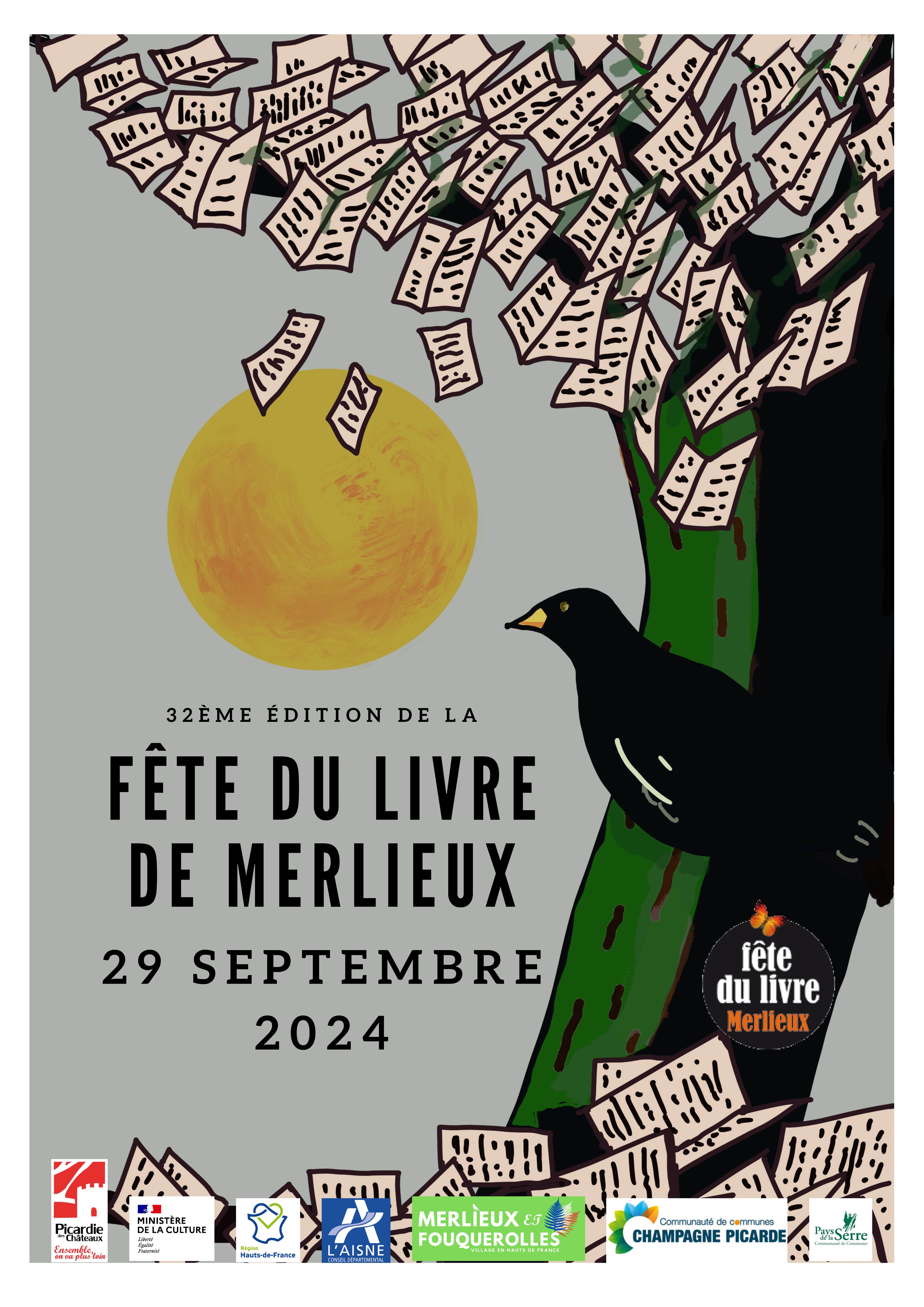 Affiche de la 32e édition de la fête du livre de Merlieux